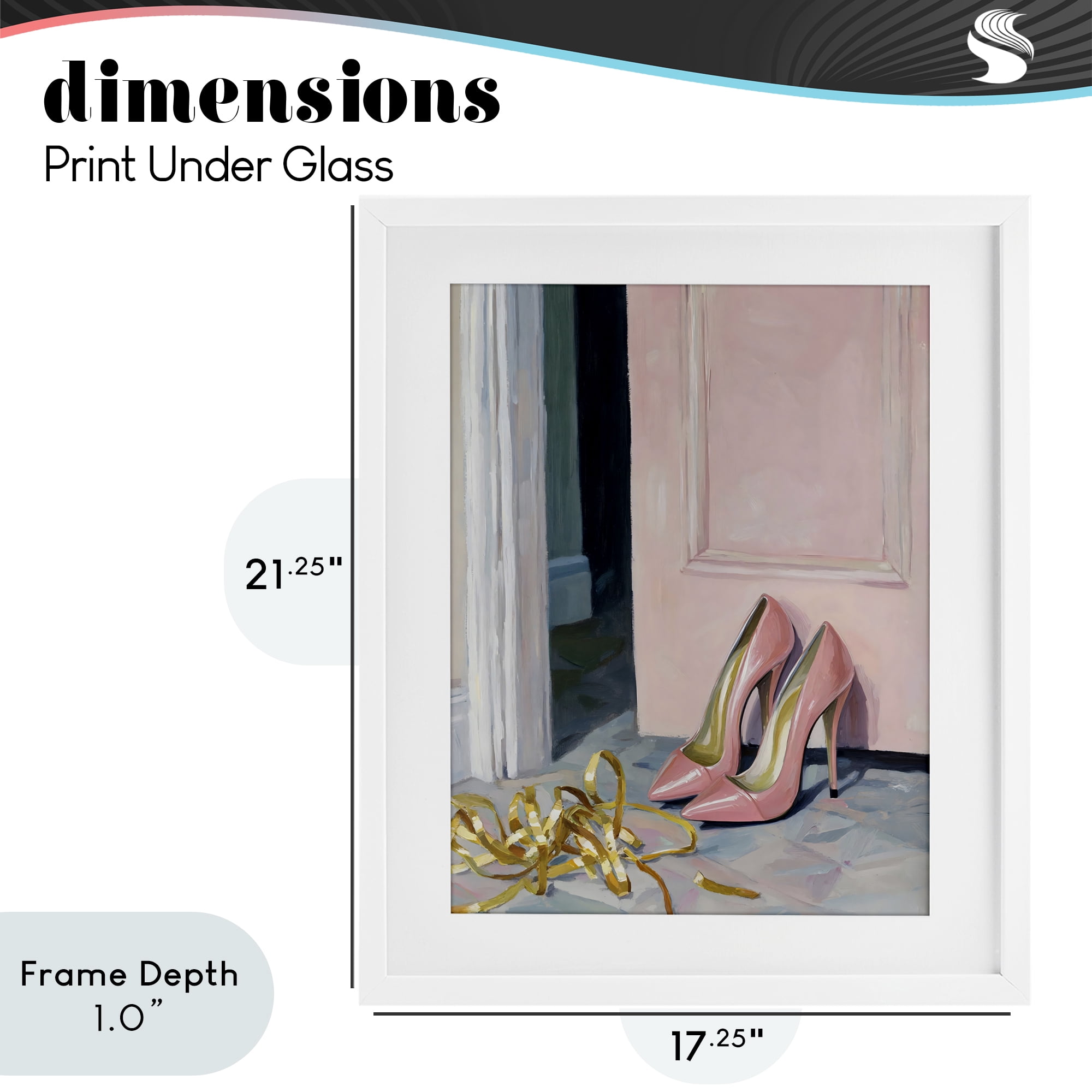 Stupell Industries Pink High Heels & Tinsel White Framed Print Under Glass, design by The Prints Vibe