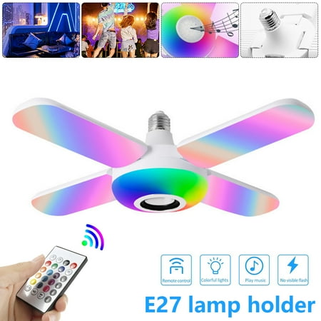 

Willstar Bluetooth Music Light Folding RGB Four Leaf Sector 50W E27 LED Bulb Smart Speaker Light