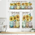 thumbnail image 3 of Sunflower Bible Verse Valance Kitchen Curtains Christian Quotes Farmhouse Rustic Floral Scripture Rod Pocket Retro Hummingbird Wood Bedroom Living Room Treatment Fabric 1 Panel 54Wx18H Inch, 3 of 4