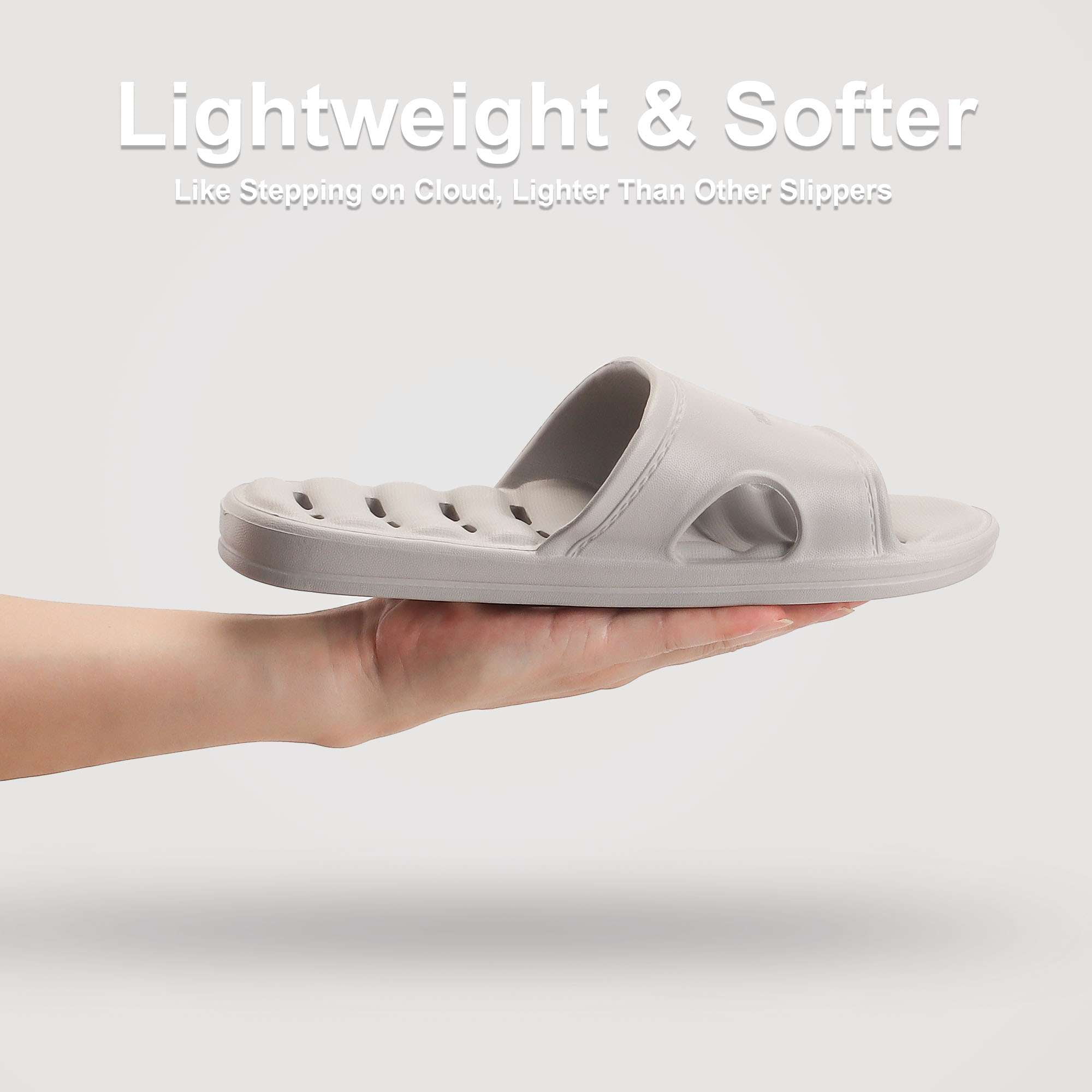 Shower Slippers for Women Men Non-Slip Quick Drying Slide Sandals Bathroom Comfort House Shoes with Drain Holes for Indoor Home Beach Pool