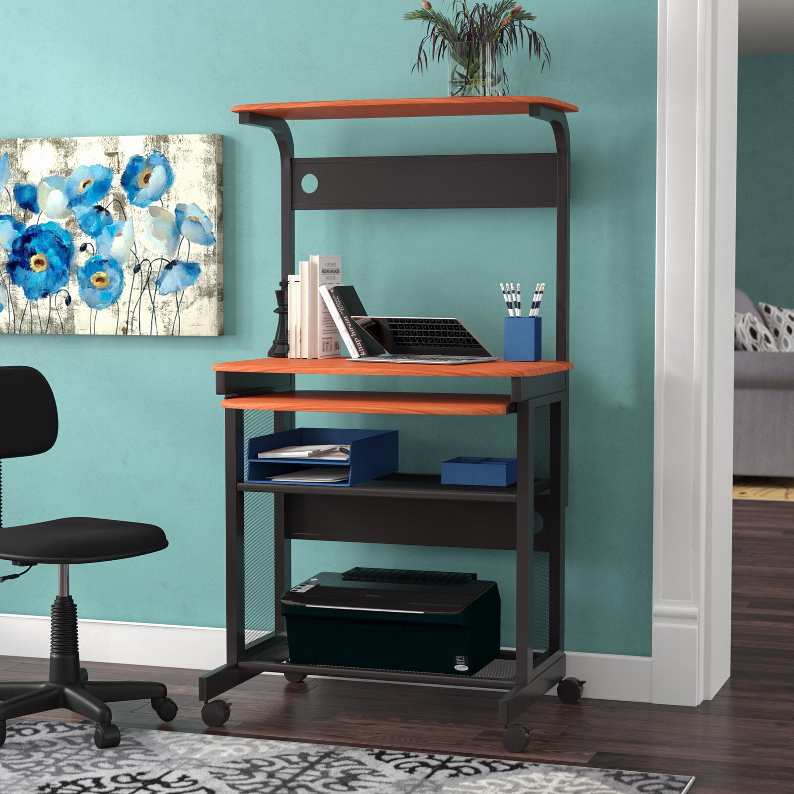 Tamekia Computer Desk, Keyboard Tray, Overall 55.75" H x 31.5" W x 20.75" D