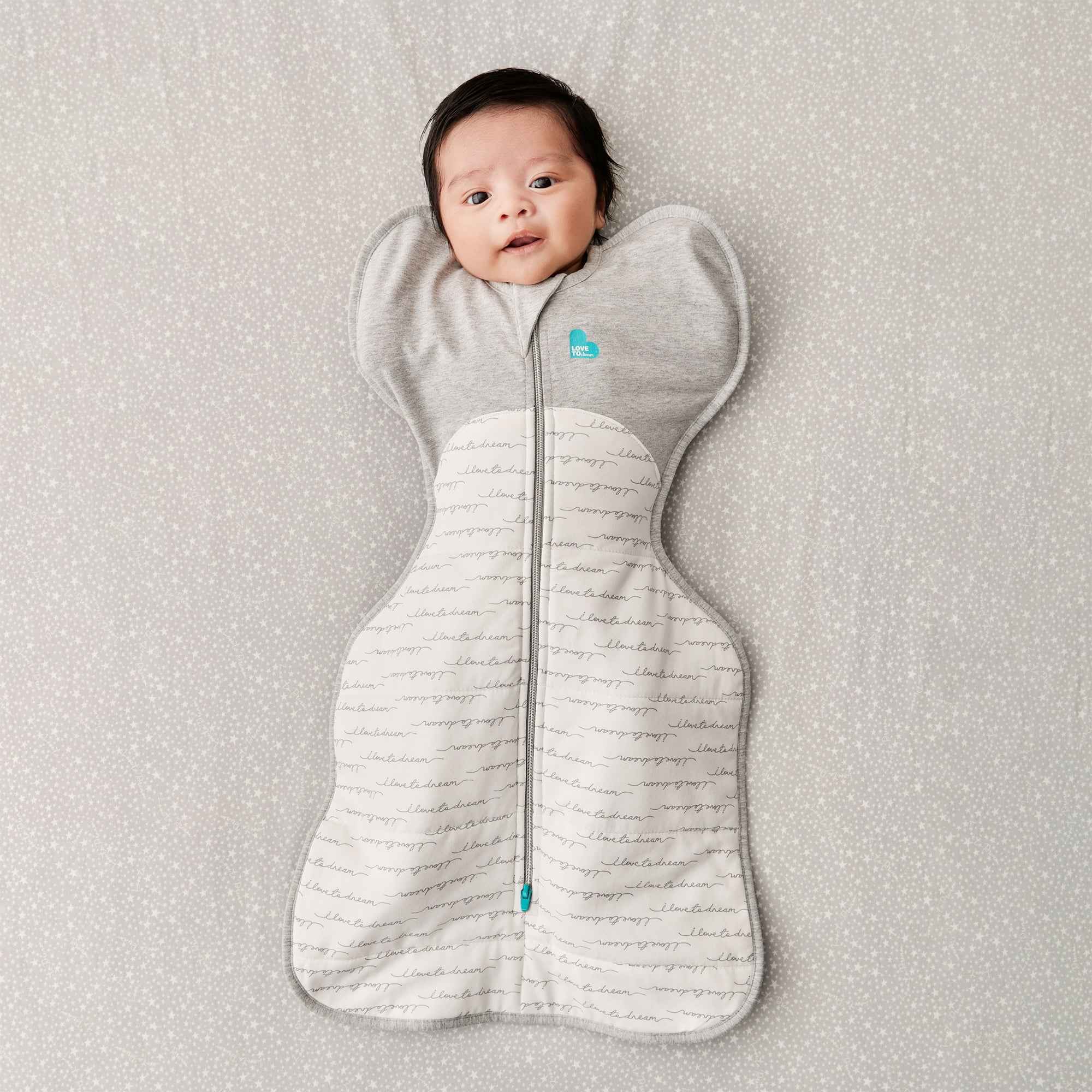 Love to Dream Swaddle Up Warm Cotton 2.5 TOG Baby Sleep Sack, Arms Up Design, Twin Zipper, Medium 13-19 lbs, White Dreamer