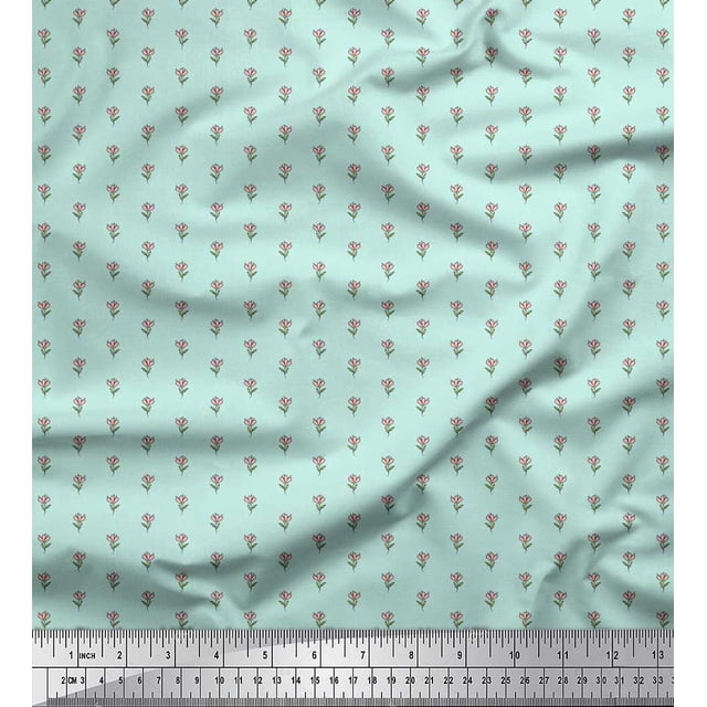 Soimoi Modal Satin Fabric Leaves & Floral Shirting Print Fabric by The Yard 42 Inch Wide
