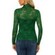 thumbnail image 3 of INSPIRAR CHIC Blusa de Encaje Floral Transparente de Manga Larga con Cuello Alto 2XL Verde Oscuro, 3 of 6