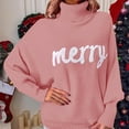 thumbnail image 4 of Douhoow Women Christmas Sweaters Long Sleeve Turtleneck Knit Pullover Letter Embroidery Knitwear Jumper Casual Cozy Tops, 4 of 5