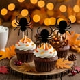 thumbnail image 4 of 12pcs Halloween Cupcake Toppers, 4 Designs Including Black Bat Ghost Spider Skull, Happy Halloween Cake Decorations for Spooky Themed Baby Shower Horror Kids Birthday Party Cake Decoration, 4 of 6