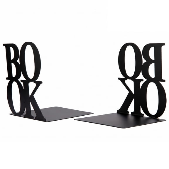 Unique Bargains Modern Geometric Metal Bookends for Office Black Style A 4.7"x4.7"x5.5"
