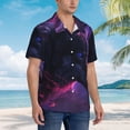 thumbnail image 3 of Balery Galactic Wolf Stare Camisas hawaianas de manga corta para hombre, camisas playeras de corte holgado, camisas de vacaciones con botones,Small, 3 of 7