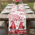 thumbnail image 4 of Valentine's Day Table Runner - 120 Inch Long Red Gnomes Love Roses Romantic White Cotton and Linen Blended Dress Scarves Farmhouse Table Runner for Kitchen Dining, Coffee Table, 13" x 120", 4 of 8