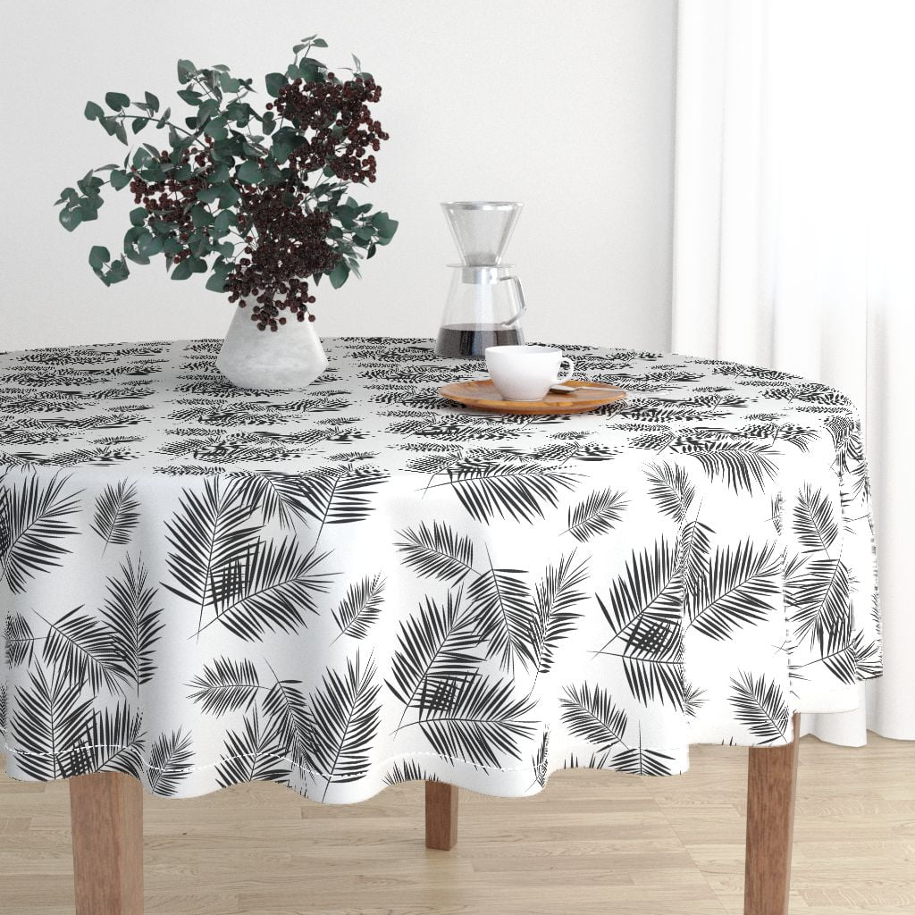 Round Tablecloth Palm Leaves Fern Leaves Tropical Plant Palm Tree
