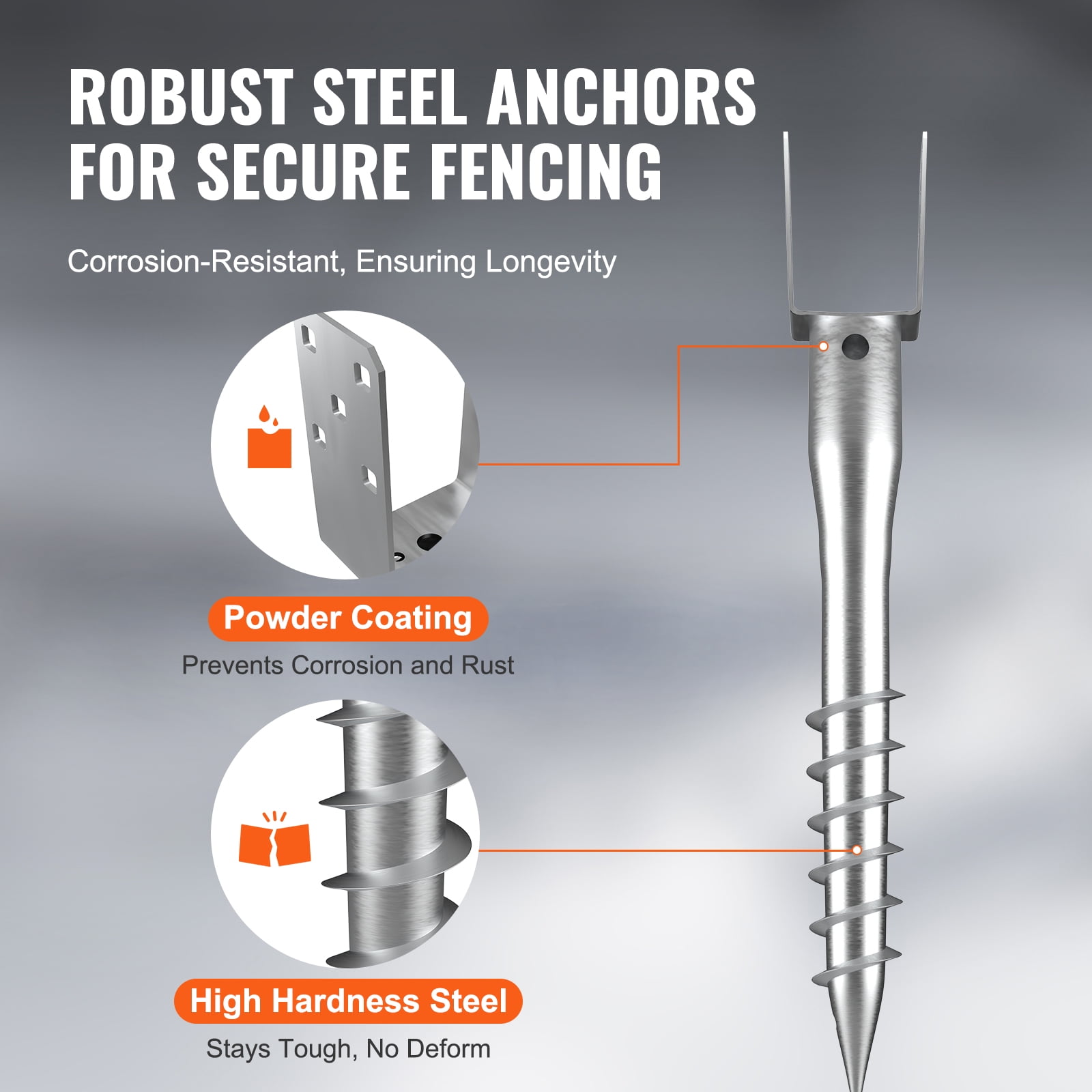 KFFKFF 1 Pack 3.94 x 2.76 x 27.56 in No Dig Ground Anchor DIY Screw in Post Stake