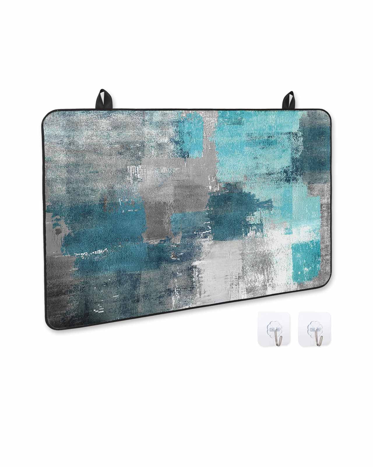 nqOlkjepod Large Induction Cooktop Protector Mat 36"x21", Turquoise Grey Painting Stove Top Covers for Electric Stove, Abstract Street Smear Art Modern Stove Burner Cover Mats, Glass Top Stove Cover