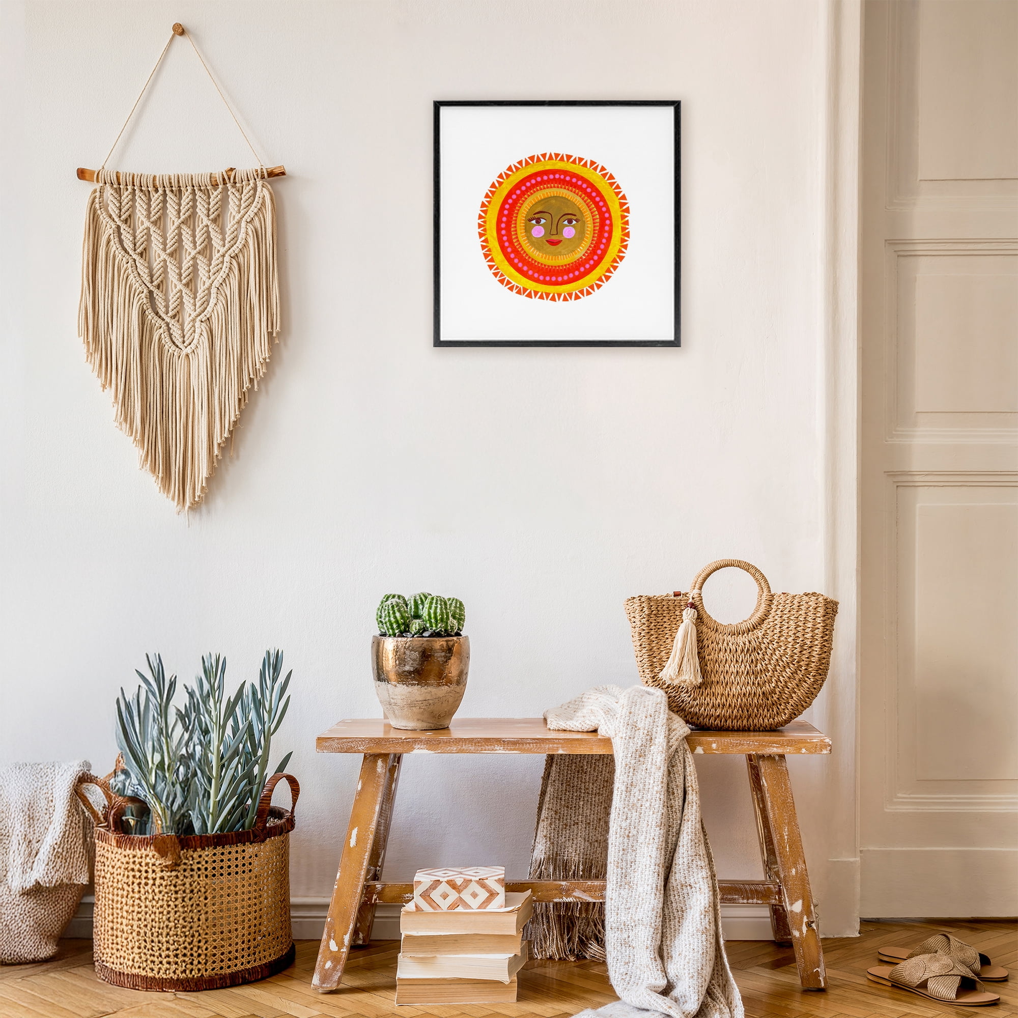 Stupell Industries Bold Bohemian Sun Black Framed Giclee Art, design by Katherine Herrell Studio