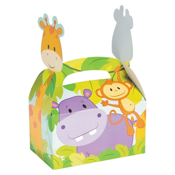 1St Zoo Animal Treat Boxes - Party Supplies - 12 Pieces