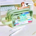 thumbnail image 5 of Pencil Case Transparent Large Storage Pen Pencil Pouch Pencil Bag Pen Marker Stationery BagGrass green, 5 of 6