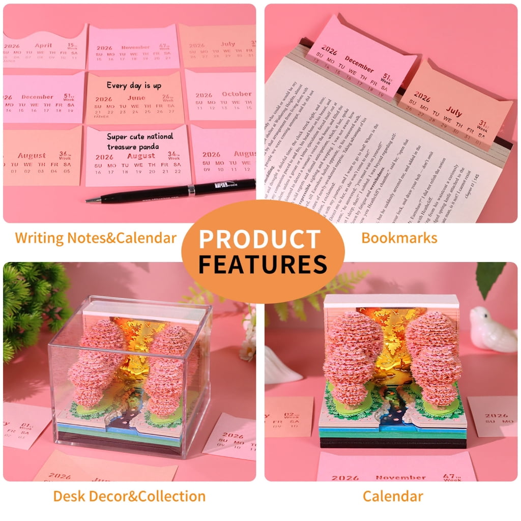 7829 Artistic 2026 Desk Calendar With 3D Crafted Design And Practical Removable Writing Pages