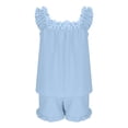 thumbnail image 5 of RMGVDSD Womens Pajamas Set 2 Piece Ruffle Pajama Soft Tank Top and Shorts Sleepwear Set 2 Piece Summer Solid Color Sleeveless Loungewear, 5 of 6