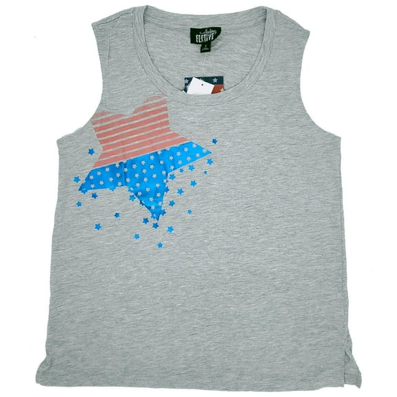 Feeling Festive Women's Tank Grey with Red & Blue Star Large