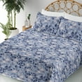 thumbnail image 3 of Ambesonne Leaf Print Fitted & Flat Sheet with Sham 3 Pcs Set, Watercolor Nature Leaves, Twin, Lavender Blue and Dark Indigo, 3 of 5