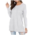 thumbnail image 1 of Camisas de manga larga con abertura lateral para mujer. Algodón. Moda otoño 2025. Tops de tendencia., 1 of 7