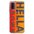thumbnail image 1 of MUNDAZE Motorola Moto G Pure G Power 2022 Shockproof Clear Hybrid Protective Phone Case Orange Clear Funny Text Quote Hella Down Cover, 1 of 5