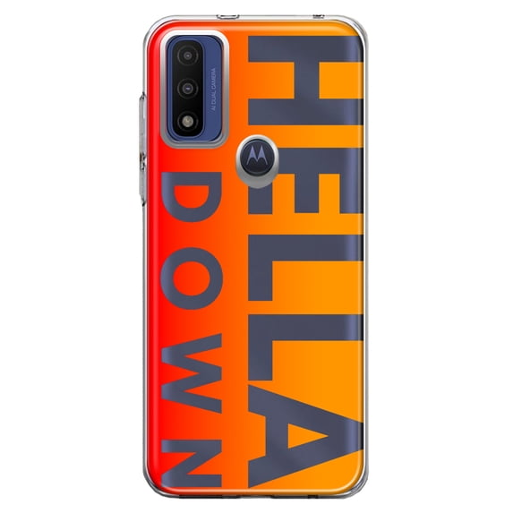 MUNDAZE Motorola Moto G Pure G Power 2022 Shockproof Clear Hybrid Protective Phone Case Orange Clear Funny Text Quote Hella Down Cover