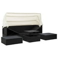 thumbnail image 3 of vidaXL Garden Lounge Bed with Roof Black Poly Rattan, 3 of 5