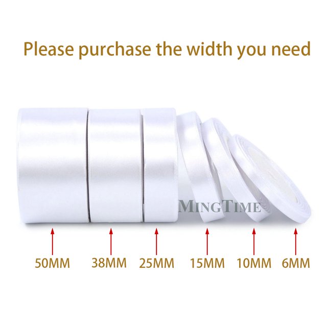 Cinta de raso de 22 metros (6 mm, 10 mm, 15 mm, 25 mm, 38 mm y 50 mm), ideal para fajas, relos, lazos, manualidades, ración de bodas y fiestas.