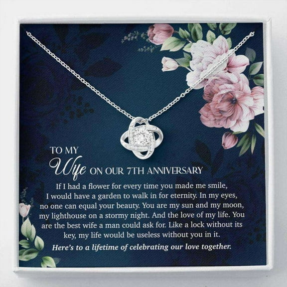Wife Necklace, 7Th Anniversary Necklace Gift For Wife, 7 Years Wedding Anniversary Necklace – Meaningful Jewelry with Inspirational Message Card – Birthday, Christmas Gift Standard Box