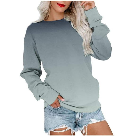 WREESH Womens Fashion Crewneck Sweatshirts Loose Printed T-Shirt Long Sleeves Blouse Casual Tops Sweatshirt Hoodies Pullover Mint Green
