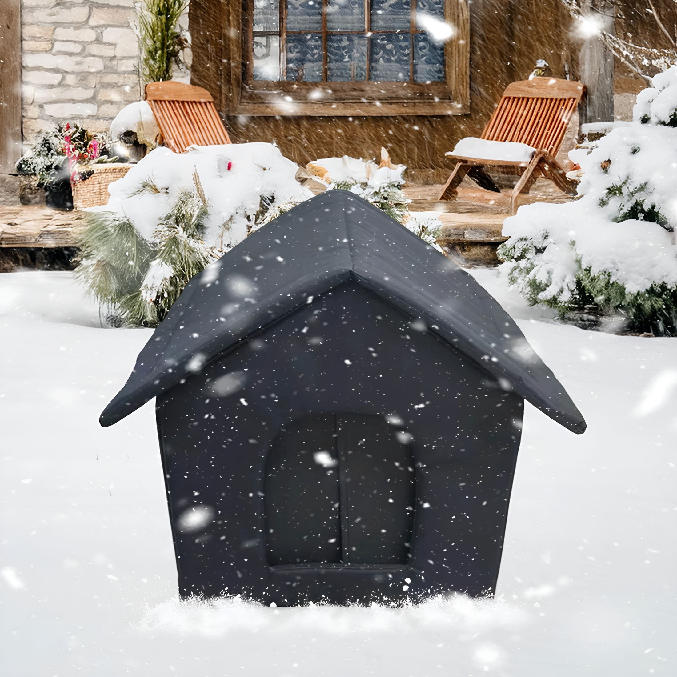 XIBUFE Insulated Outdoor Cat Shelter for Winter - Waterproof Feral Cat House with Thermal Warmth, Weatherproof Stray Pet Shelter with Foldable Design and Easy Clean Interior