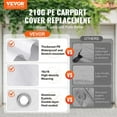 thumbnail image 6 of VEVOR 10 x 20 ft Carport Replacement Canopy Cover, Heavy-Duty Waterproof & UV Protected Shelter Tarp, Easy Installation with 40 Ball Bungees (Top Cover Only, Frame Not Included) - White, 6 of 12