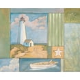 thumbnail image 2 of Brent, Paul 31x26 Black Ornate Wood Framed with Double Matting Museum Art Print Titled - Lighthouse Collage I, 2 of 4