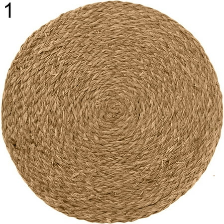 

Bigstone Corn Water Grass Handmade Weave Round Coaster Pad Mat Heat Insulation Placemat(Type 1# 36cm)
