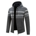 thumbnail image 2 of Fall Winter Savings Miqool Men's Big & Tall Zip Up Hoodies Casual Long Sleeve Knit Cardigan Sweaters Jackets Hooded Fleece Sweatshirt Winter Warm Coats with Pockets, 2 of 4