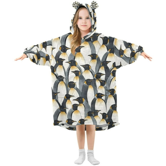 joogoo Wearable Blanket Penguins Pattern Hoodie for Oversized Sherpa Hooded 3-14 YR M