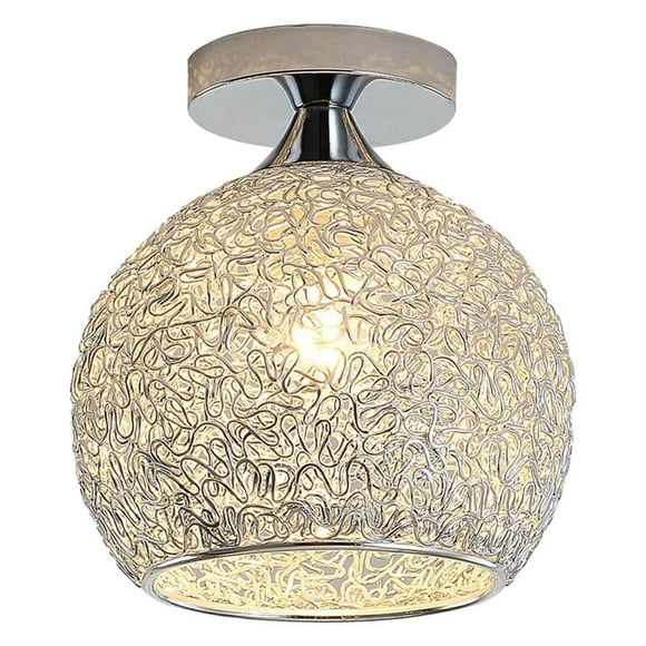 DOLITY Semi Flush Mount Ceiling Light, LED Bulb Not Included, Ceiling Light Fixture, Farmhouse Light Fixture Aluminum Lampshade for Hallway Dining Room - Argent