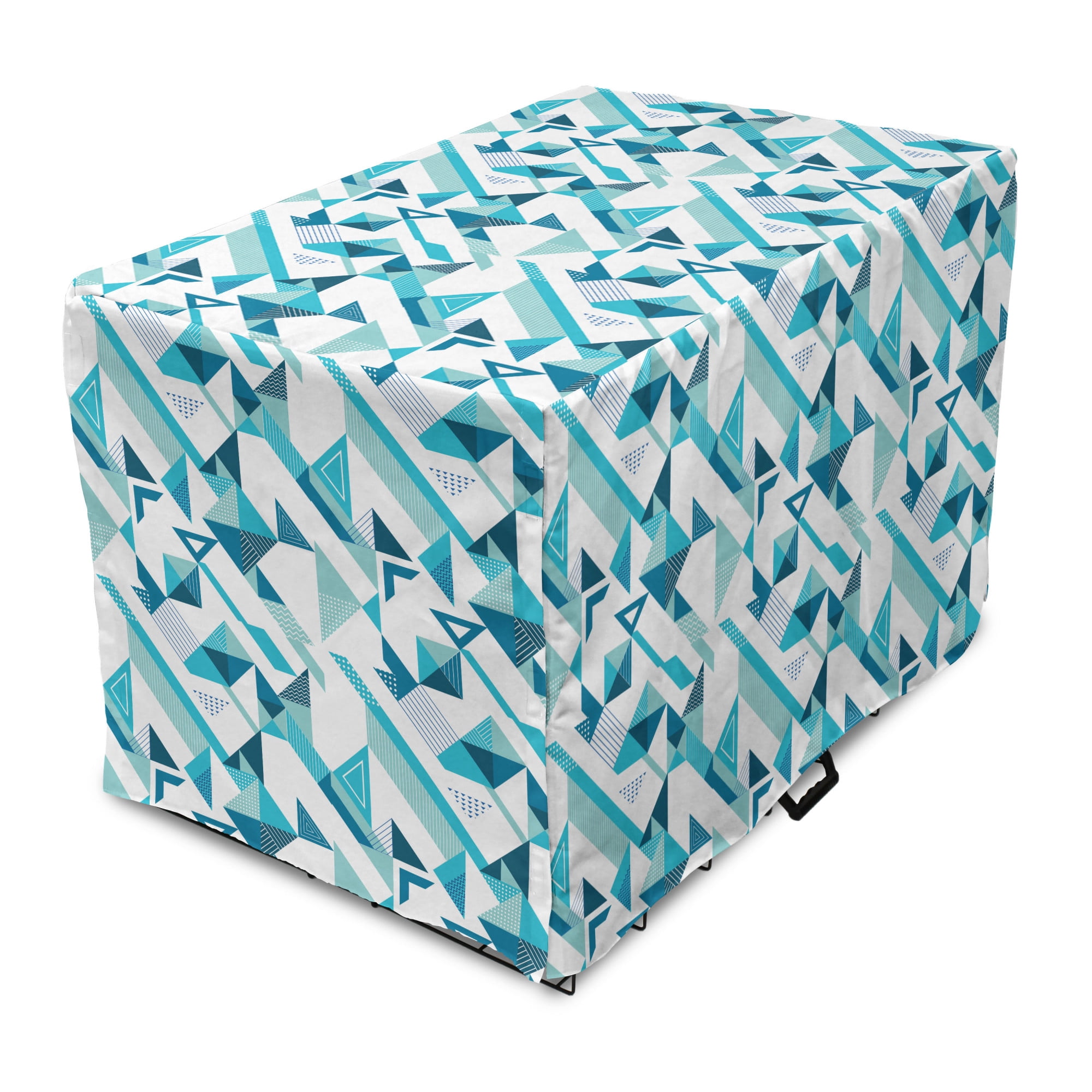 Modern Dog Crate Cover, Whimsical Design of Striped and Dotted ... - Straight Mesh Dog Crate Cover