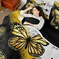 thumbnail image 4 of Manfei Gold Black Butterfly 7pcs Bedding Queen Size, Aesthetic Marble Comforter Sets with Sheets, Wild Animal Bed Set, Microfiber Room Decor, 4 of 8