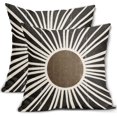 thumbnail image 1 of Black Brown Boho Pillow Covers 20x20 Set of 2 Bohemian Style Retro Abstract Geometry Outdoor Throw Pillows Farmhouse Decorative Pillowcase Linen Square Cushion Cover for Home Couch Sofa Bed, 1 of 6
