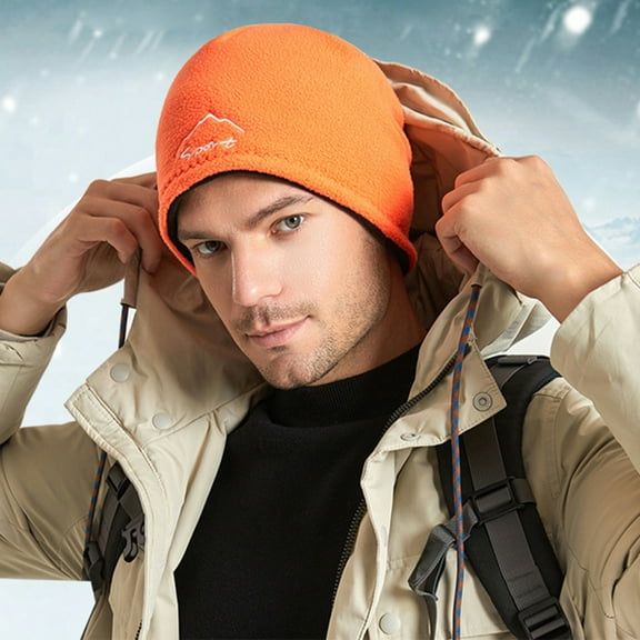 dianhelloya Warm hat Winter Beanie Elastic Solid Color Double-side Wear Regular Fit Soft Keep Warm Windproof Portable Winter Cycling Hat for Daily Wear Navy Blue