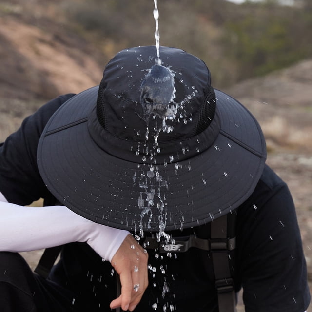 Men Mountaineering Fishing Solid Color Hood Rope Outdoor Shade Foldable Casual Breathable Bucket Hat