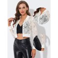thumbnail image 2 of INSPIRE CHIC Blouson Bomber en Dentelle Transparente en Maille à Col Montant à Fermeture à Glissière pour Femme Blanc m, 2 of 4