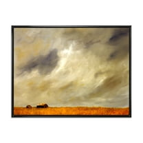 Designart 'Desert Farmhouse Under Cloudy Sky I' Farmhouse Framed Canvas Wall Art Print