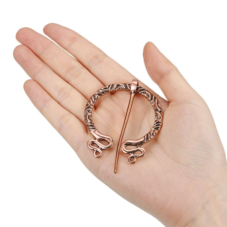 sourcing map Vintage Brooch Cloak Pin, Penannular Brooch Cloak Clasp Scarf  Pin Shawl Pin Cardigan Brooch Buckle for Women Men Costume Accessory