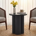 thumbnail image 3 of Round Fluted End Table, 17.7'' Mid Century Modern Side Table, Circle Bedside Tables Drink Table Wood Nightstand for Small Spaces, Living Room, 3 of 10