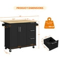 thumbnail image 3 of Topeakmart Wood Top Rolling Kitchen Cart Island with Storage Cabinet & 3 Drawers & Spice Rack, Black, 3 of 7