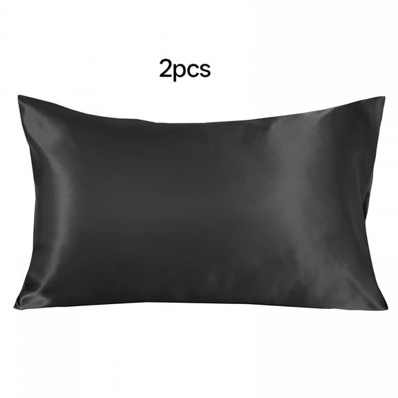AUQ King Size Mulberry Silky Pillowcase,Cooling Pillow Cases with Hidden Zipper,Smooth Breathable Pillowslip Helps Skin 2 Pack Black Silky Pillowcase 20"X36"