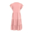 thumbnail image 4 of vigerkar Womens Summer Dress Ruffle Sleeve V Neck Midi Dresses Fashion Casual Fit Flowy Tiered Boho Beach Vacation Sundress Pink, XL, 4 of 5