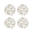 thumbnail image 1 of Vsdgher Vintage Stylized White Color Print Leather Coasters for Drinks, Durable Drink Coasters 4 Set for Tabletop Protection, Luxurious Home Décor and Housewarming Gift-Round Shape, 1 of 6